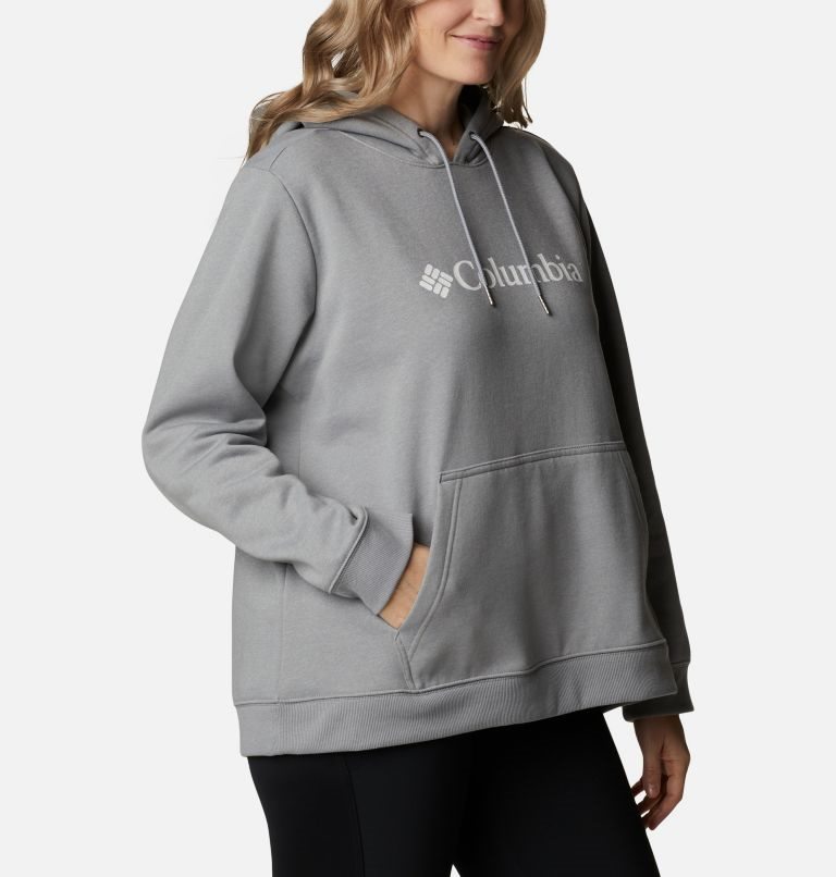 Women's Columbia Logo Hoodie Grey | Plus Size CA-EL64C